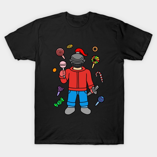 Cute cartoon knight love candies T-Shirt by Andrew Hau